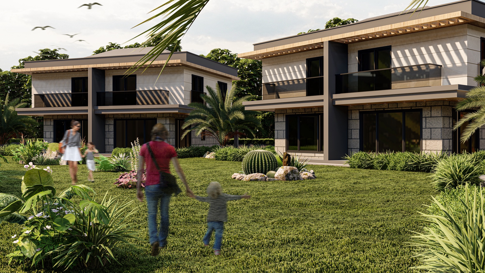 Novara Sapanca peyzajla bütünleşen villa bahçesi